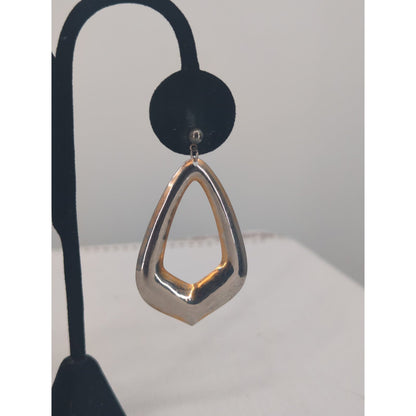 Vintage Gold-Tone Teardrop Post Earrings Modernist Geometric 1980s Glam