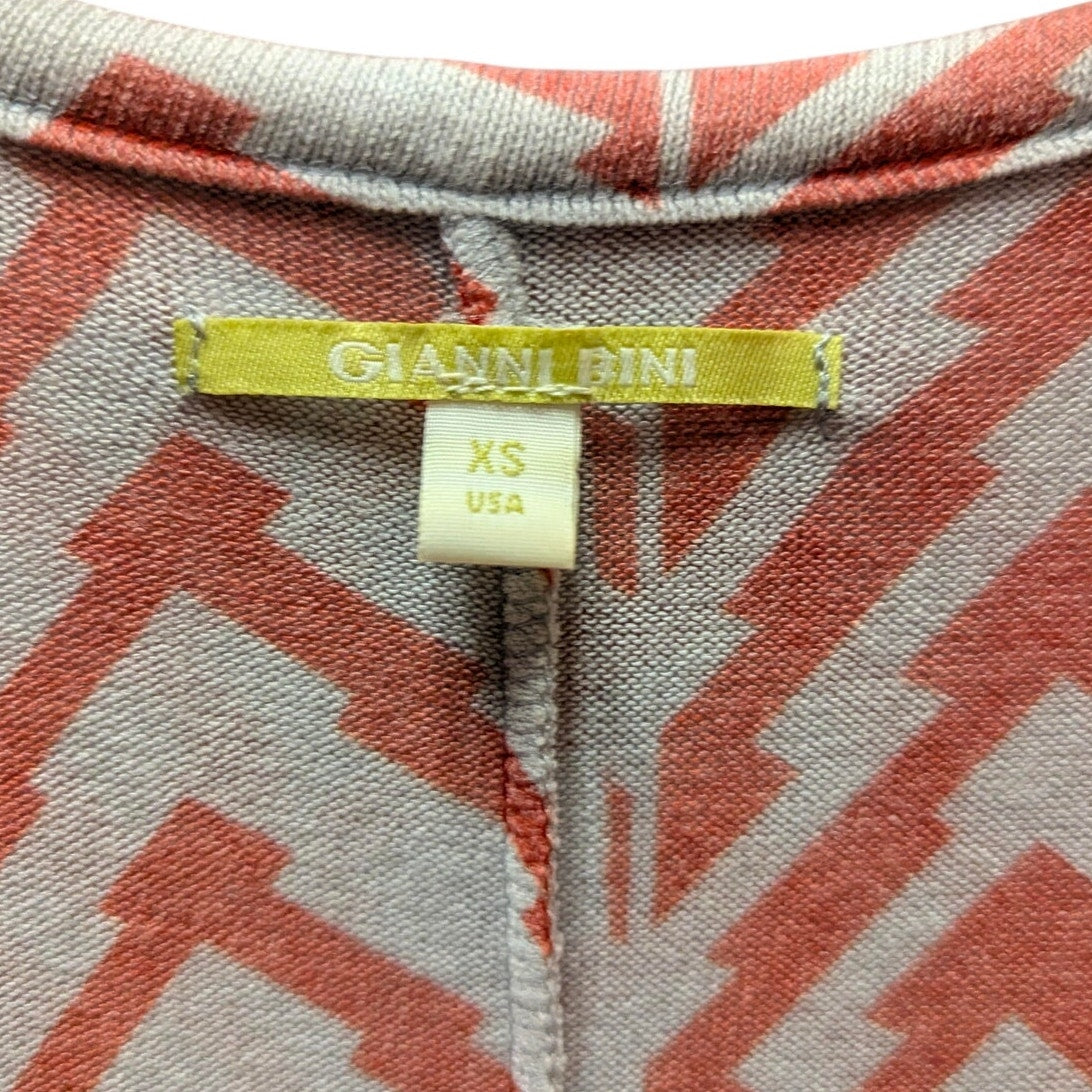 Gianni Bini XS Orange Chevron V-Neck Dolman Sleeve Tunic Top Extra Small Casual