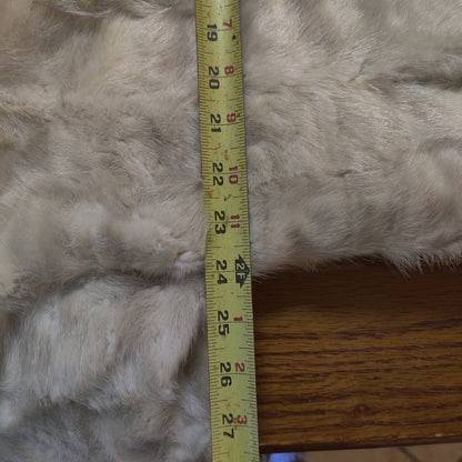 Vintage Winter White Genuine Fur Full-Length Maxi Coat Satin Lined Glamour