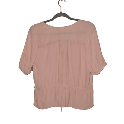 TREASURE & BOND NEW $69 Short Sleeve V-Neck Button-Up Top Pink Smoke LARGE NEW
