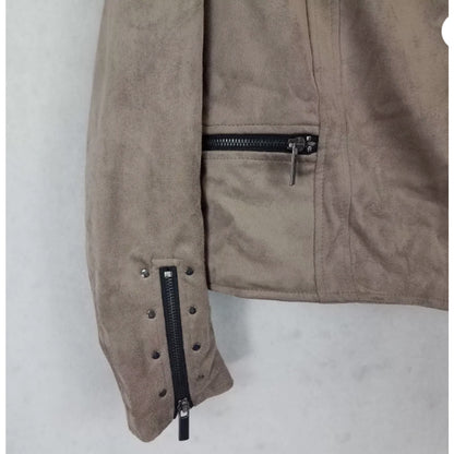 KUT from the Kloth SMALL Asymmetrical Zipper Crop Moto Jacket in Buff $98 NEW