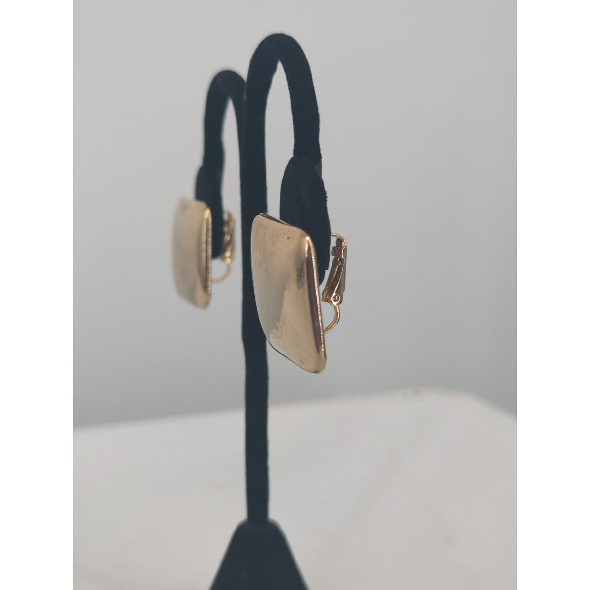 Vintage Mid-Century Gold-Tone Square Clip-On Earrings Chunky Minimalist