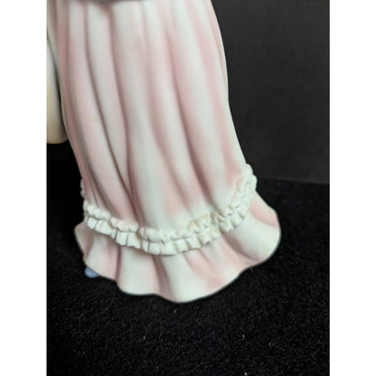 Vintage Kitschy Princess Lady Figurine Porcelain Southern Belle Pink Blue Dress