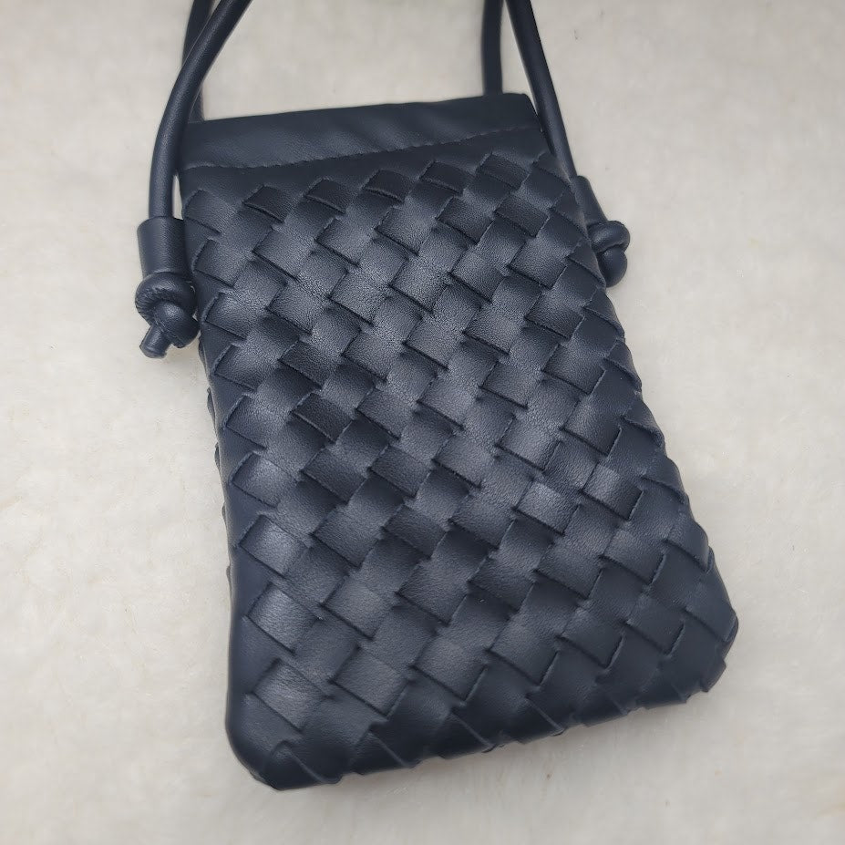 Urban Expressions JACKIE Black basketweave crossbody Vegan Leather  travel cell
