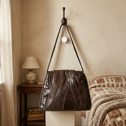 Vintage Paul Joseph Leather faux skins Shoulder Bags Single Strap Brown NWT