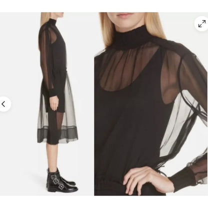 Rag & Bone Dinah Silk Shift Dress in Black Size SMALL 2pc Textured Tank Slip