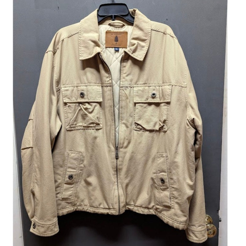 Roundtree & Yorke Outdoors Mens XL Tan Quilted Lined Utility Jacket Chore Coat