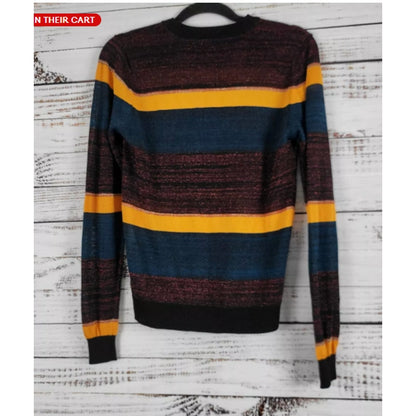 Scotch & Soda Starwatcher Top SMALL Multicolor Striped Sparkle Pullover Sheer