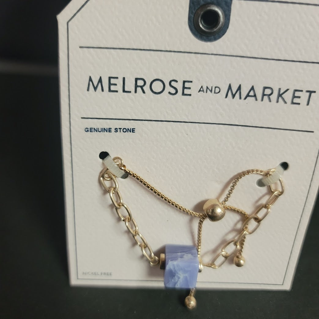 NWT - MELROSE and MARKET Square Stone Gold Tone Adjustable Bracelet - OS