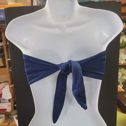 Blue Sky NEW Bandeau Side Bone Swim Top Lined Tieback NipPads DARK NAVY XSMALL