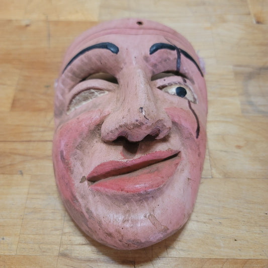 Hand Carved Mexican Viejito Mask Wood Folk Art Winking Danza de los Viejitos