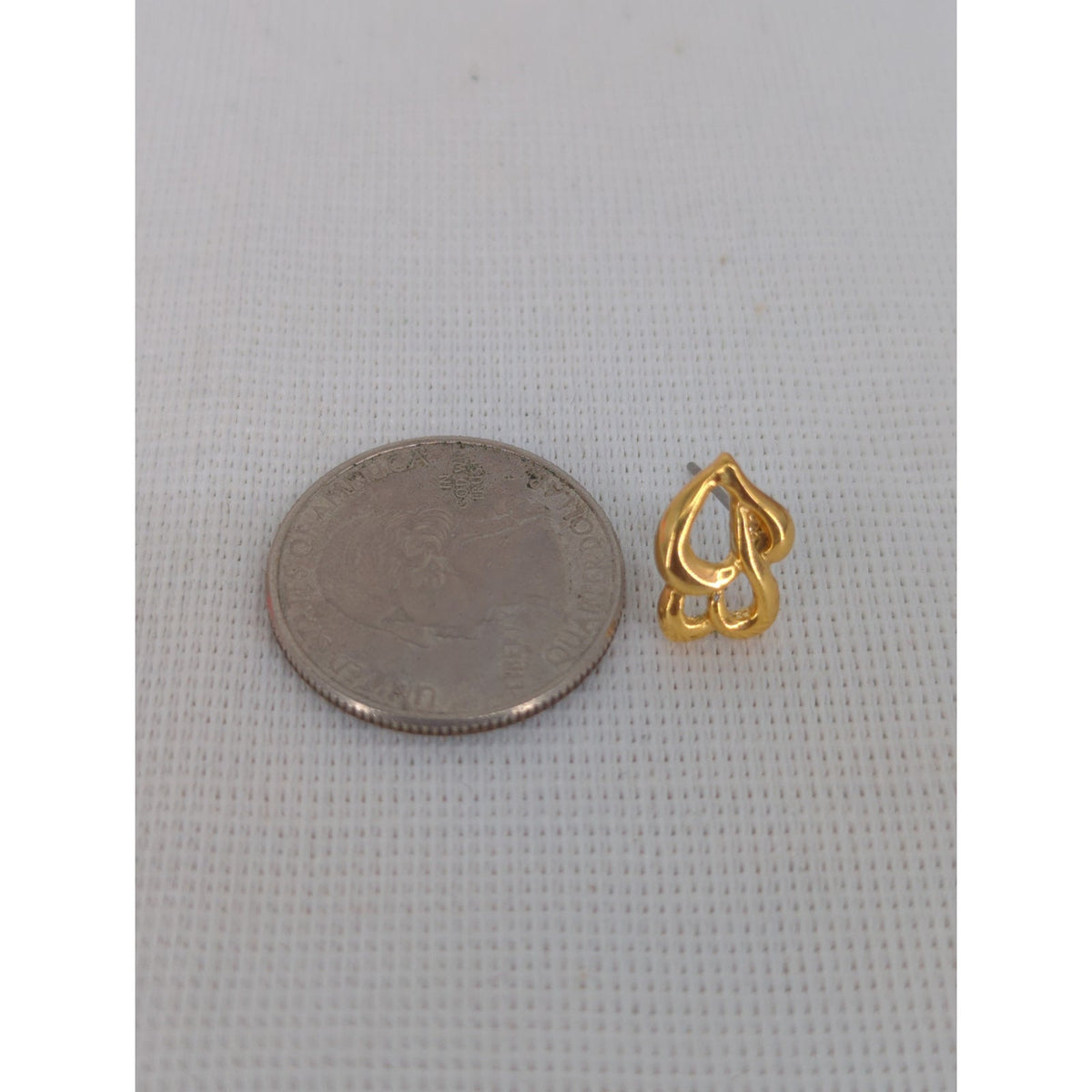 Park Lane Gold Tone Double Heart Petite Stud Earrings Minimalist Wedding