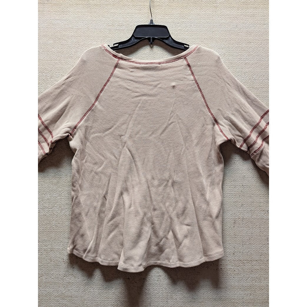 Emelia Size Large Thermal Long Sleeve shirt top Raglan cream Stripe NEW