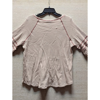 Emelia Size Large Thermal Long Sleeve shirt top Raglan cream Stripe NEW