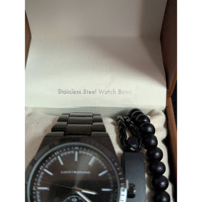 Lucky Brand Watch with bracelet in Box NEW Black Mens gift set