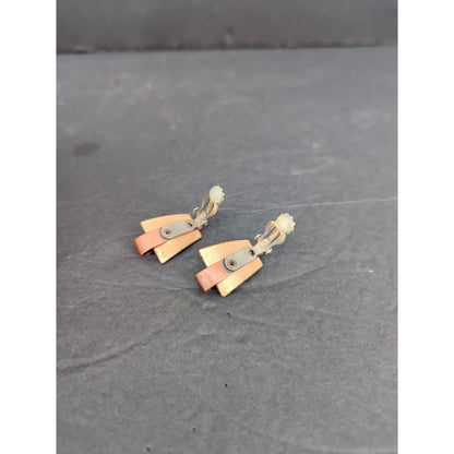 Vintage Matisse Renoir Light Blue Copper Enamel Clip On Earrings Mid Century