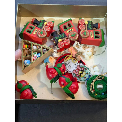 holiday Vintag lot of ornaments Snoopy, trains, angels, charlie brown