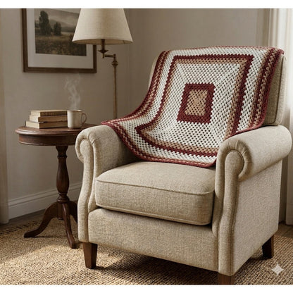 Afghan Handmade Square 54 x 54 Brown Tan White NEEDS REPAIR