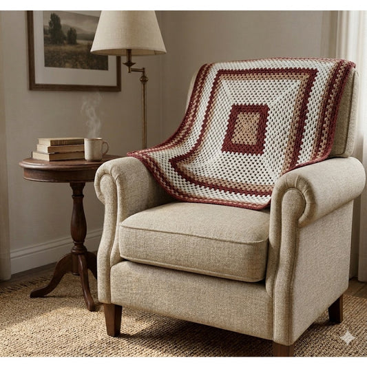Afghan Handmade Square 54 x 54 Brown Tan White NEEDS REPAIR
