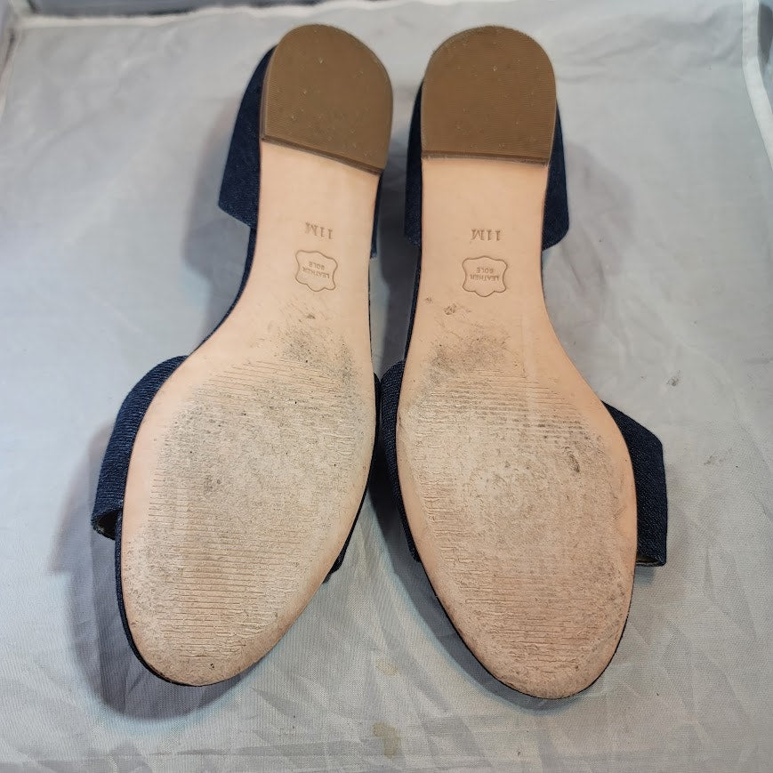 Talbots Leona Buckle D'orsay Flats Dark Denim Size 11 M blue buckle Sandals