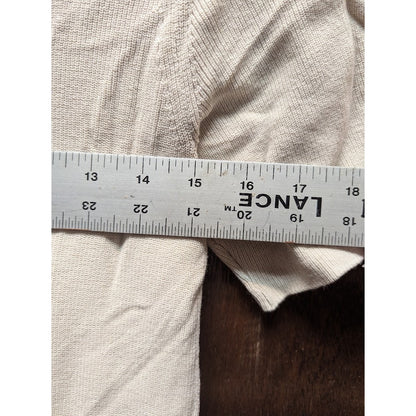 Leith Sweater Dress Women's Large Cream Ribbed Rayon Cutout Front Mock Neck Slit