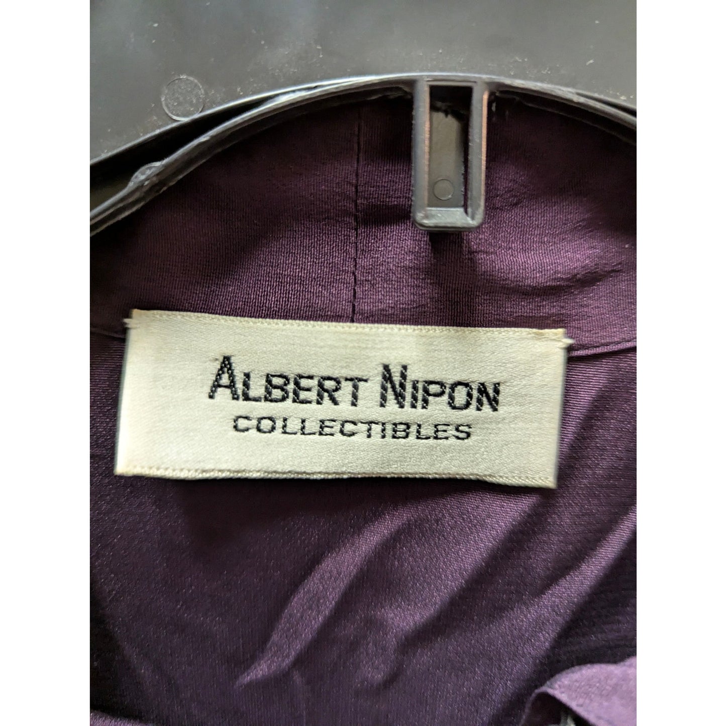 Vintage Albert Nipon Plum Purple Tie-Neck Secretary Blouse Pleated Peplum Sz 12