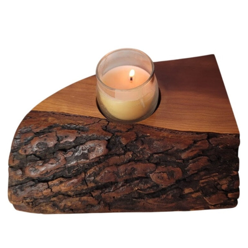 Live Edge Pine Rustic handcarved handturned solid wood candle vase holder