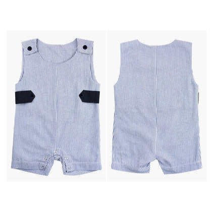 Ruffle Butts Blue Seersucker Jon Jon & White Dobby sleeve shirt 2pc Set 18-24 Mo