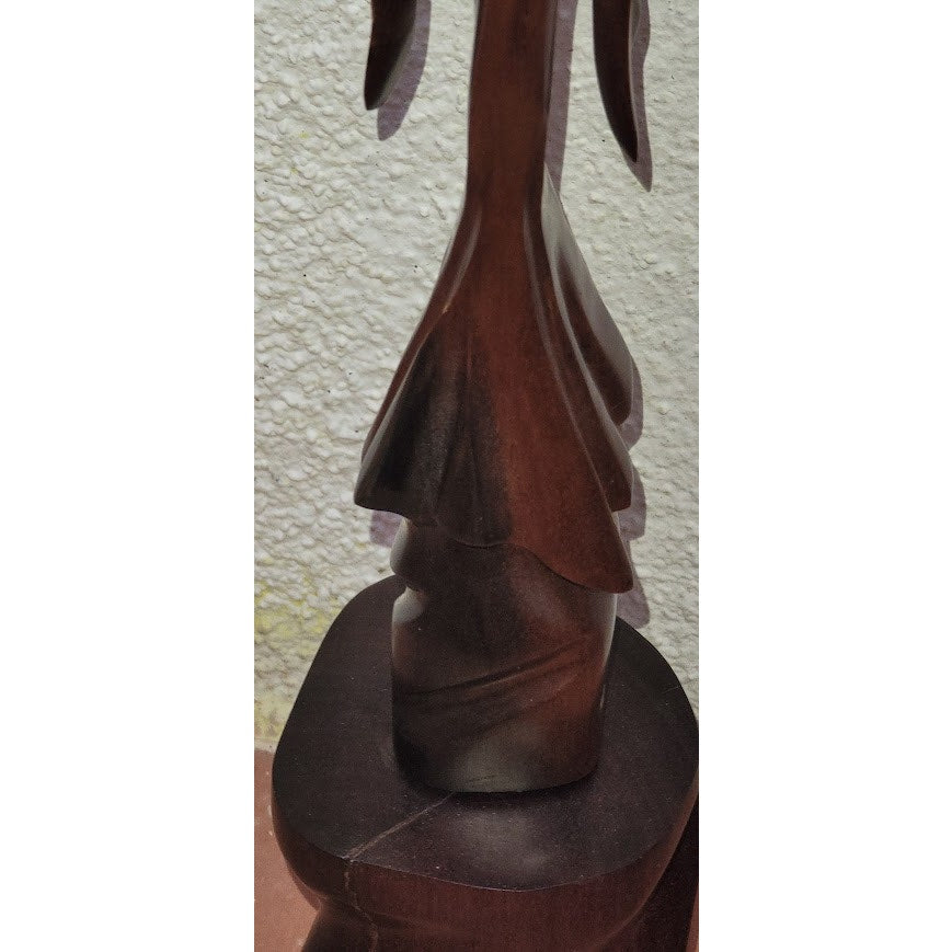 Hand Carved Tall 2 piece Woman in Hat FASHION Statue Wood 19"