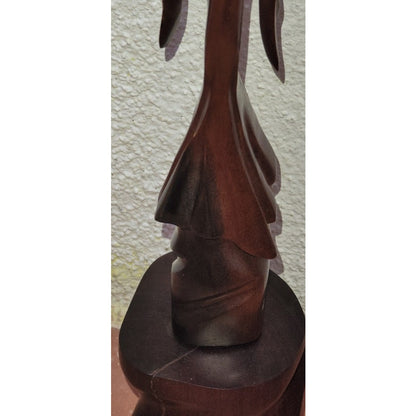 Hand Carved Tall 2 piece Woman in Hat FASHION Statue Wood 19"
