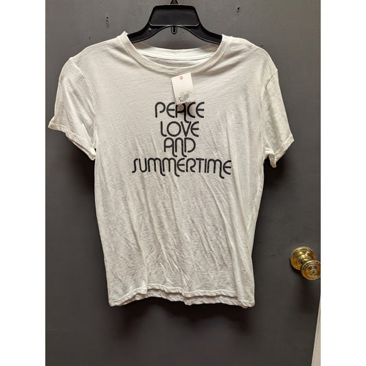 Billabong graphic white black Tshirt Medium short sleeve PEACE LOVE SUMMERTIME