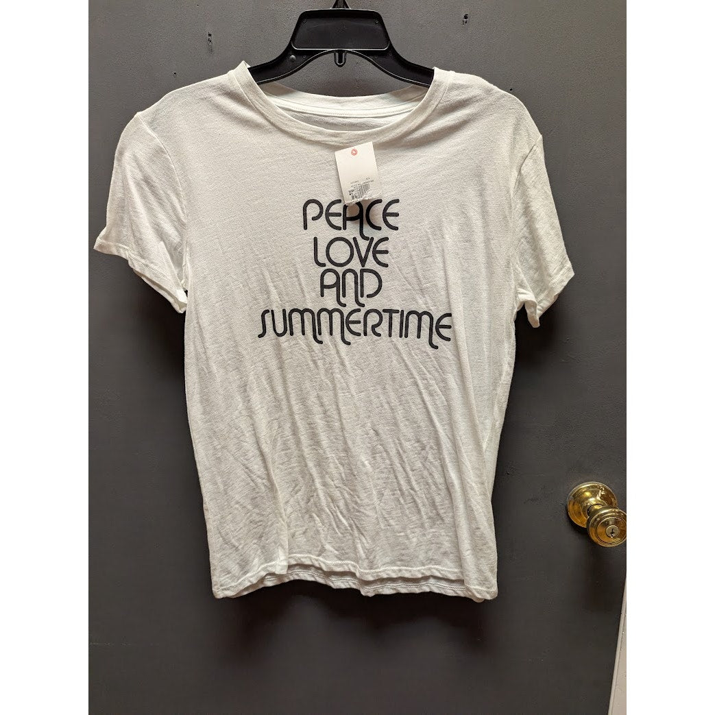 Billabong graphic white black Tshirt Medium short sleeve PEACE LOVE SUMMERTIME