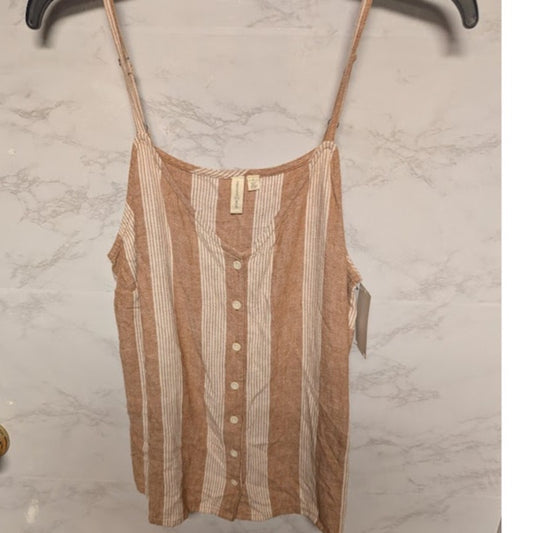 NEW Treasure Bond Brown Cream Striped Tank Top Size Small NEW casual summer