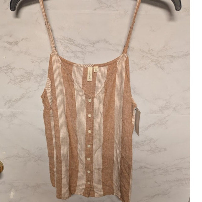 NEW Treasure Bond Brown Cream Striped Tank Top Size Small NEW casual summer