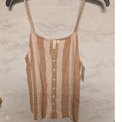NEW Treasure Bond Brown Cream Striped Tank Top Size Small NEW casual summer