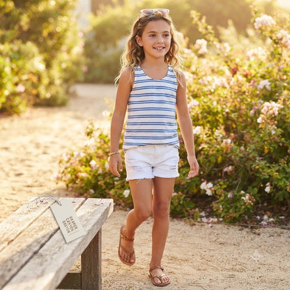 Harper Canyon Girls Blue Striped Sleeveless Tank Top Size Small 7-8 NWT
