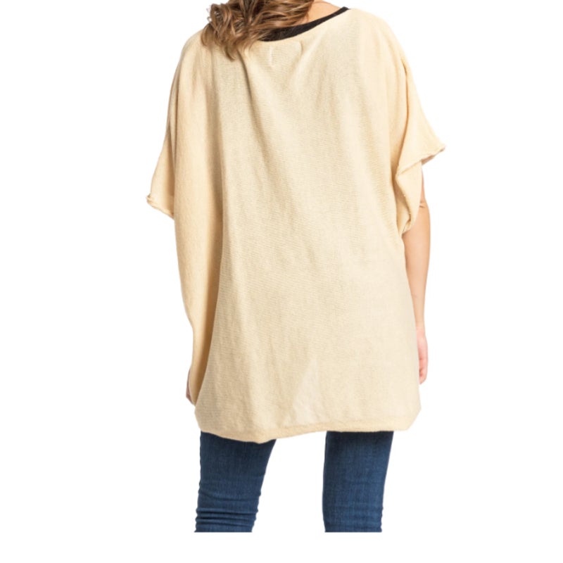 SAVE THE OCEAN RECYCLED IVORY KNIT TWIST PONCHO $68.00 Ivory one size