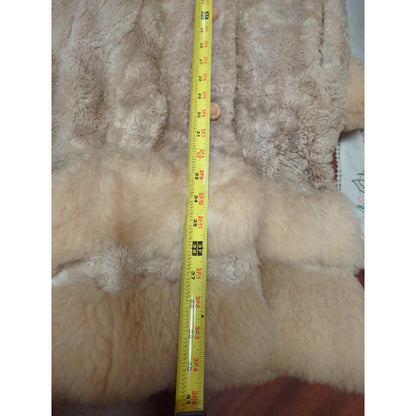 Mob Wife Luxe Sears Fashion Faux Fur Coat Cream Salmon Satin Liner