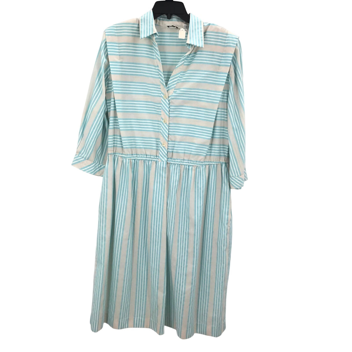 Schrader Sport Striped Blue Point Collar VINTAGE Midi Dress Modesty 18