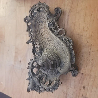 Antique Ornate Brass Grotesque Mascaron Inkwell Victorian Rococo Pen Tray