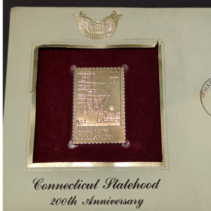 Golden Replicas of United States Stamps Collectible 22kt Gold 1988 CONNECTICUT