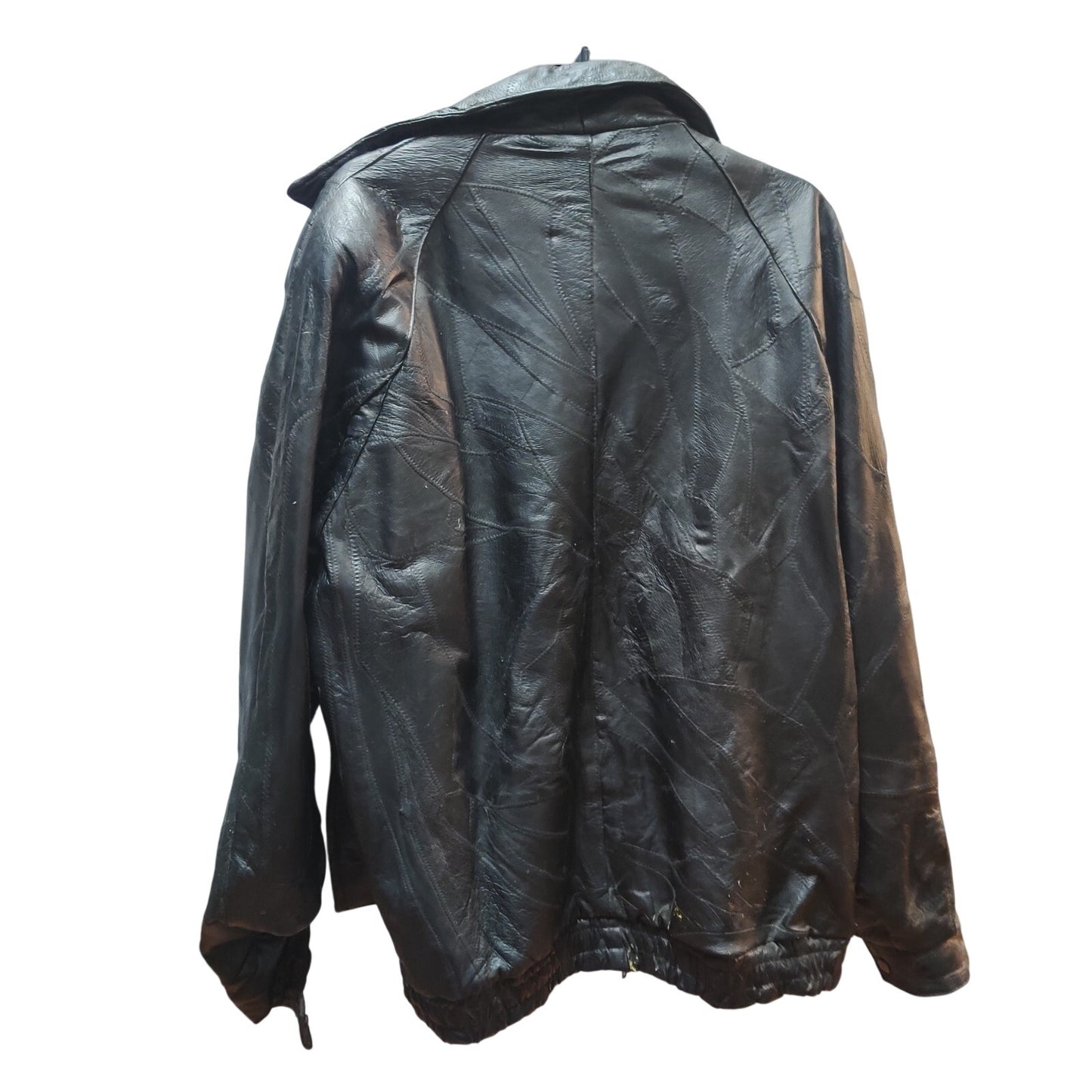 Vintage Firenze Black Leather Bomber Jacket 90s Grunge Minimalist Aesthetic XL