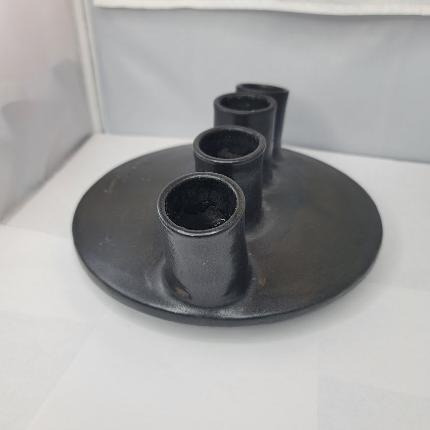 1950s Vallauris Ceramic Black Enamel Mcm brutalist Pipe Vase Signed Louis Giraud