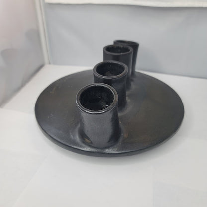 1950s Vallauris Ceramic Black Enamel Mcm brutalist Pipe Vase Signed Louis Giraud