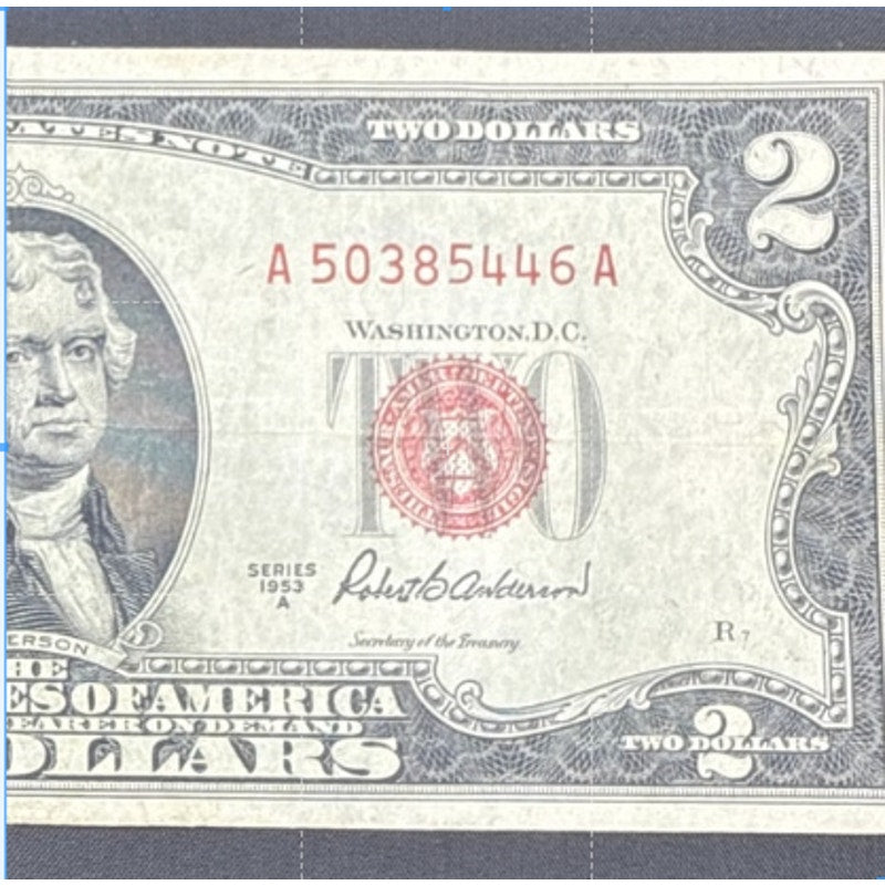 Paper Currency Bank Note USA Paper Money $2 Series 1953 A red seal priest