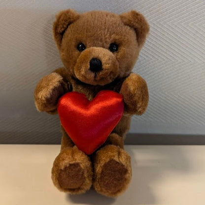 Stuffed Animal PLUSH teddy bear Russ Berrie No. 483 7.5" with Satin heart