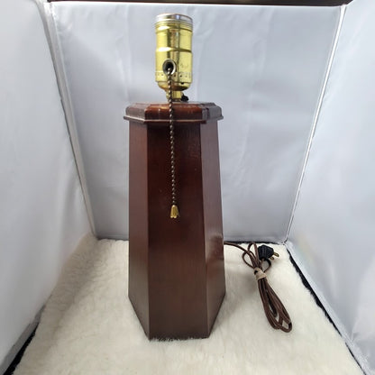 MCM Walnut Hexagonal Solid Wood vintage table lamp Pillar Column