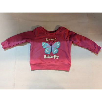 Garanimals Pink Social Butterfly Fleece Sweatshirt Long Sleeve Pullover Top 12M