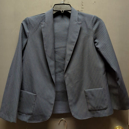 Vintage Blue Pinstripe Skirt Suit Set 90s Career Chic Plus Size 1X