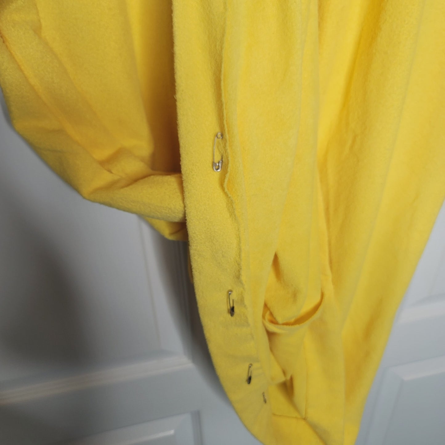 Vintage canary yellow white Housecoat housedress terrycloth pocket Medium/Large